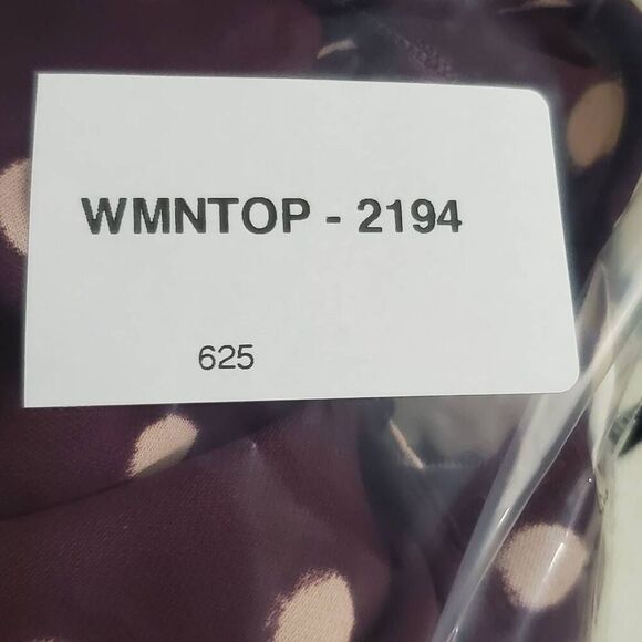 Lauren Conrad Women’s Polka Dot Ruffle Tie Back Top Size Small Plum Pink Cap Sle - Picture 7 of 7